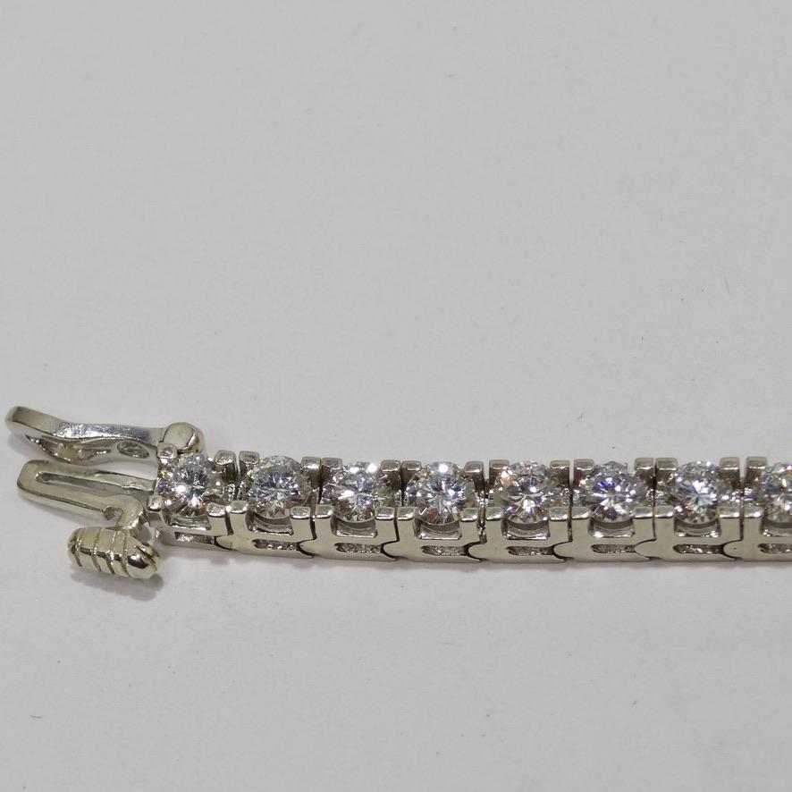 Women's or Men's Tennis Diamond Bracelet 14K White Gold For Sale