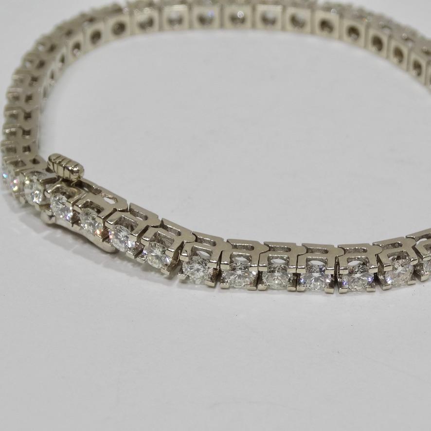 Tennis-Diamant-Armband aus 14 Karat Weißgold im Angebot 4