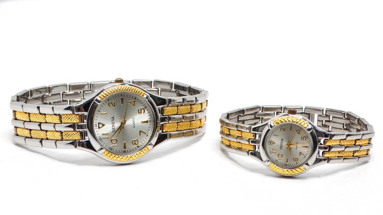 Tennis His and Her Wristwatch Set Geneva Quartz Two-Tone  display picture 1