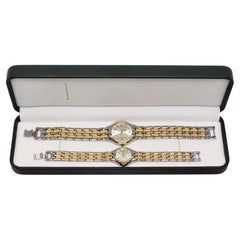 Juego de reloj de pulsera Tennis His & Her Cuarzo de Ginebra Bicolor chapado en oro y plata