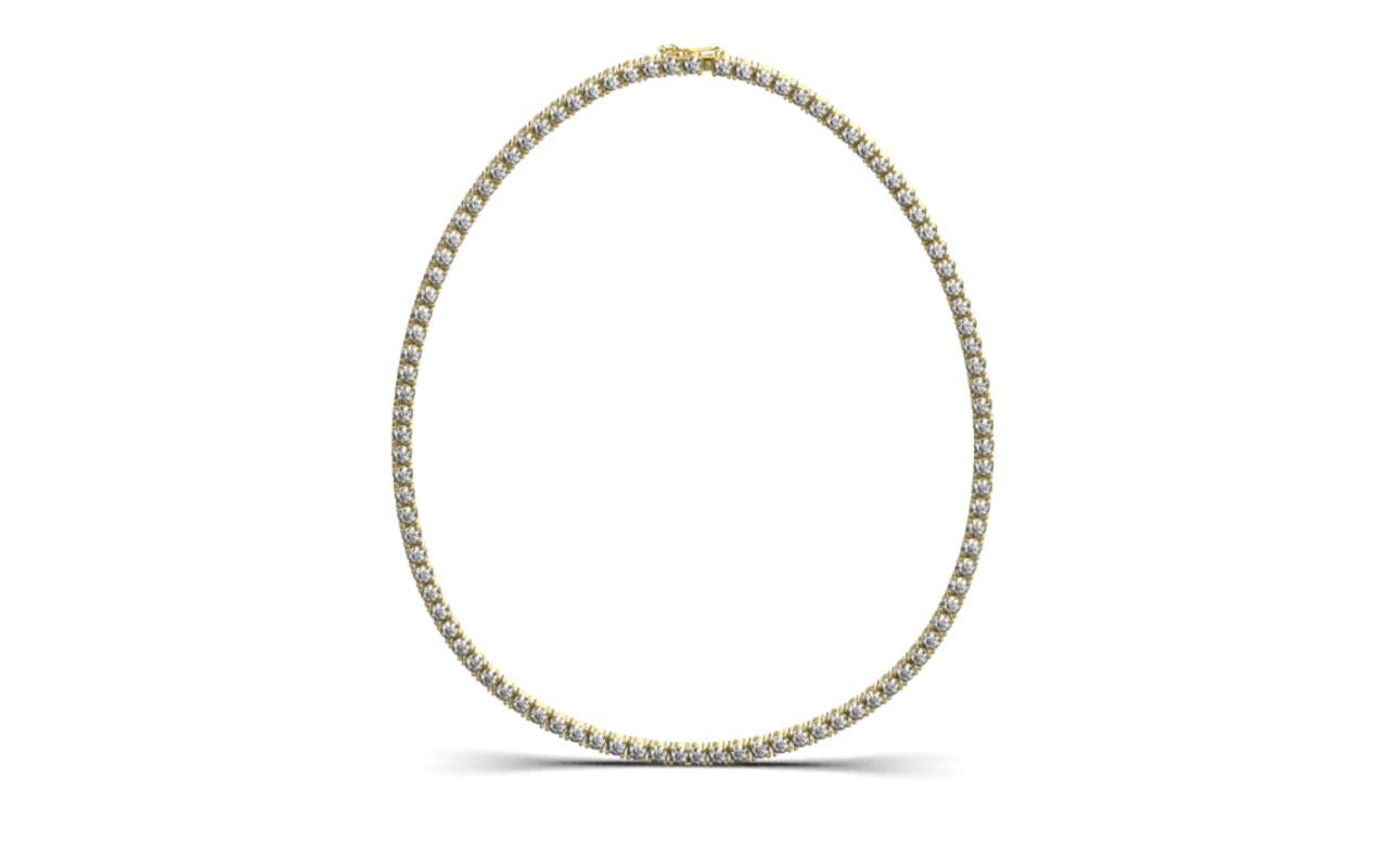 Modern Tennis Necklace, 18K Gold, 26.67ct For Sale
