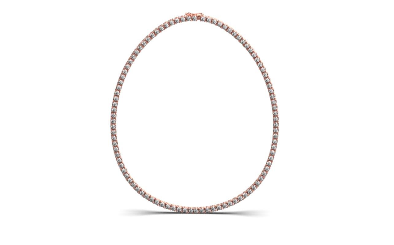 Modern Tennis Necklace, 18K Rose Gold, 26.67ct For Sale