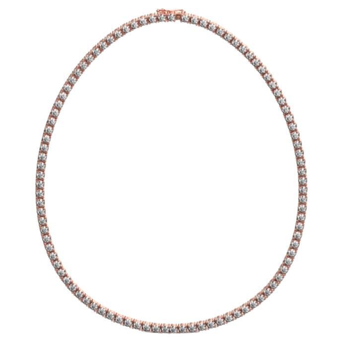 Tennis Necklace, 18K Rose Gold, 26.67ct For Sale