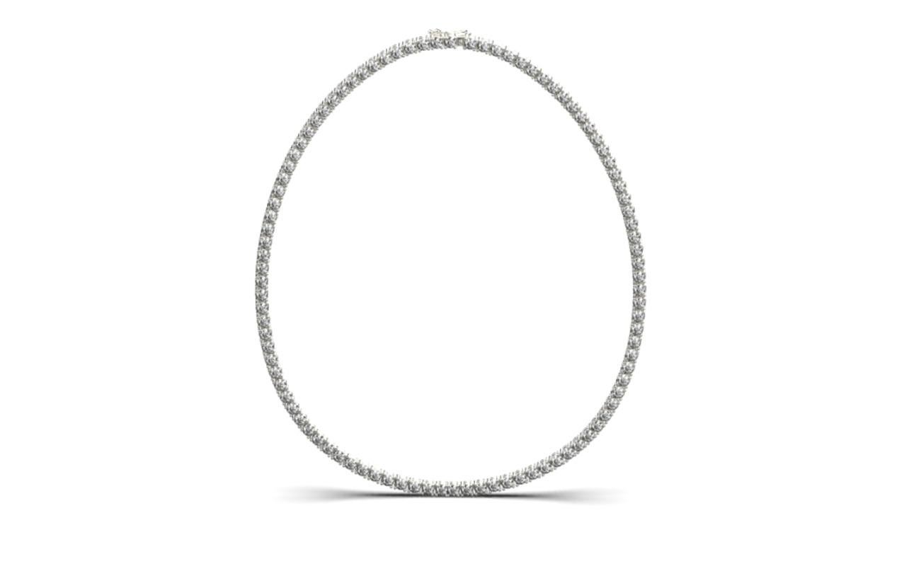 Modern Tennis Necklace, 18K White Gold, 26.67ct For Sale