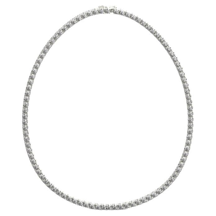 Tennis Necklace, 18K White Gold, 26.67ct For Sale