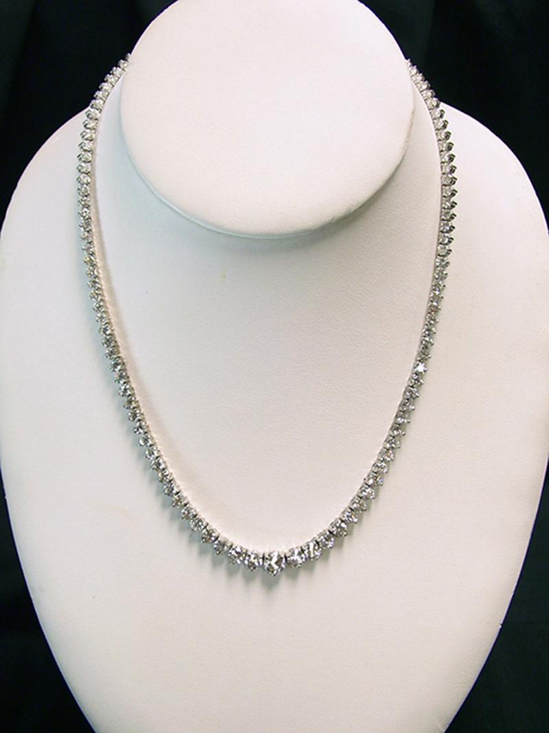 Tennis Necklace Diamond 21.52ct GIA Mined D Flawless Graduated XXX 18K 20 inch 1