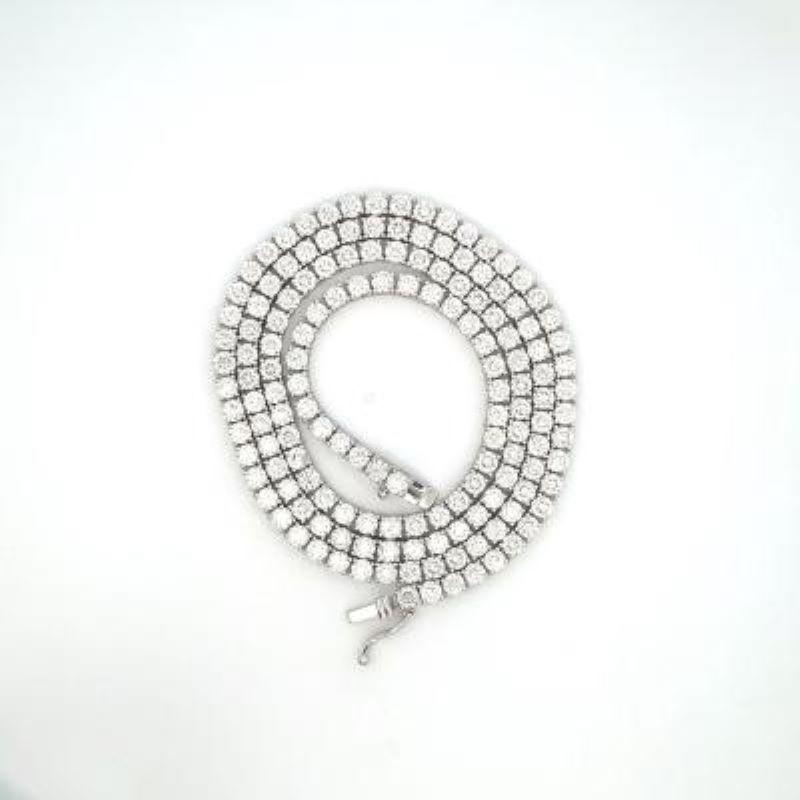 Taille ronde 27 carat Tennis Necklace  en vente