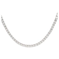 Tennis Necklace in 14K White Gold with Round Diamonds. D26.11ct.t.w.