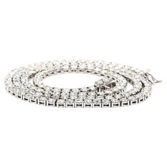 Tennis Necklace in 14K White Gold with Round Diamonds. D27.14ct.t.w.
