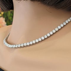 Tennis Necklace Natural Diamonds in 18k White Gold 16.75 inches