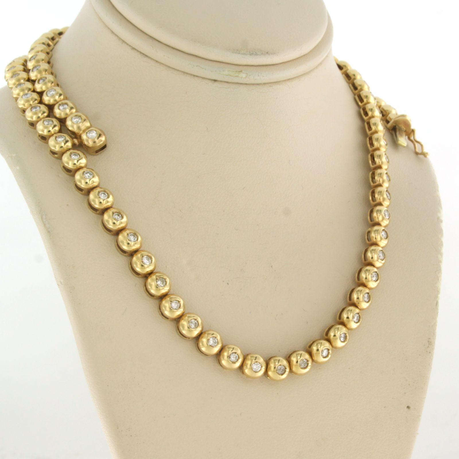 Tennis-Halskette aus 14 Karat Gelbgold mit Diamanten von bis zu 3,00 Karat (Brillantschliff)
