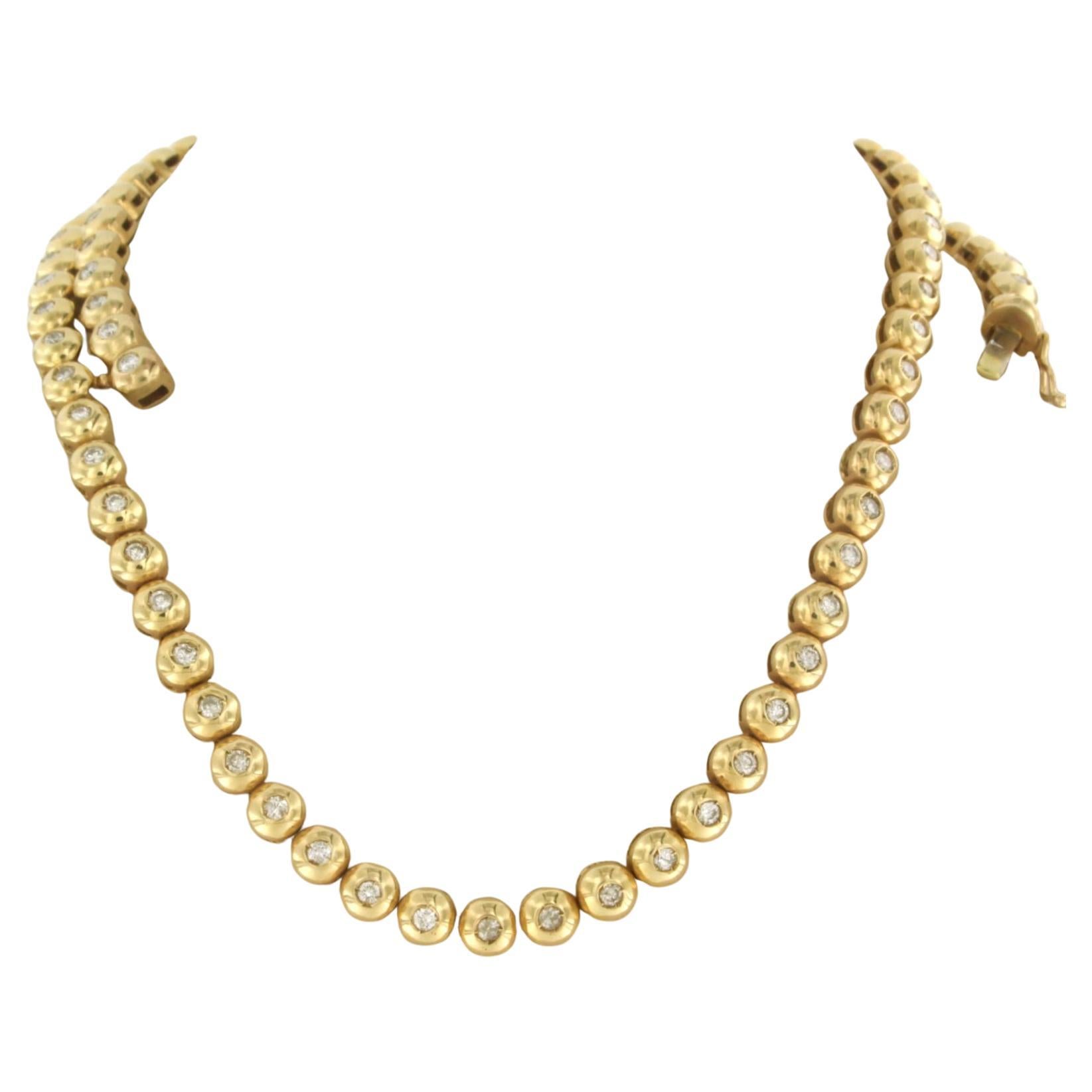 Tennis necklace set with diamonds up to 3.00ct 14k yellow gold