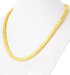 Tennis Necklace with Fancy Light Yellow Radiant Cut Diamonds
