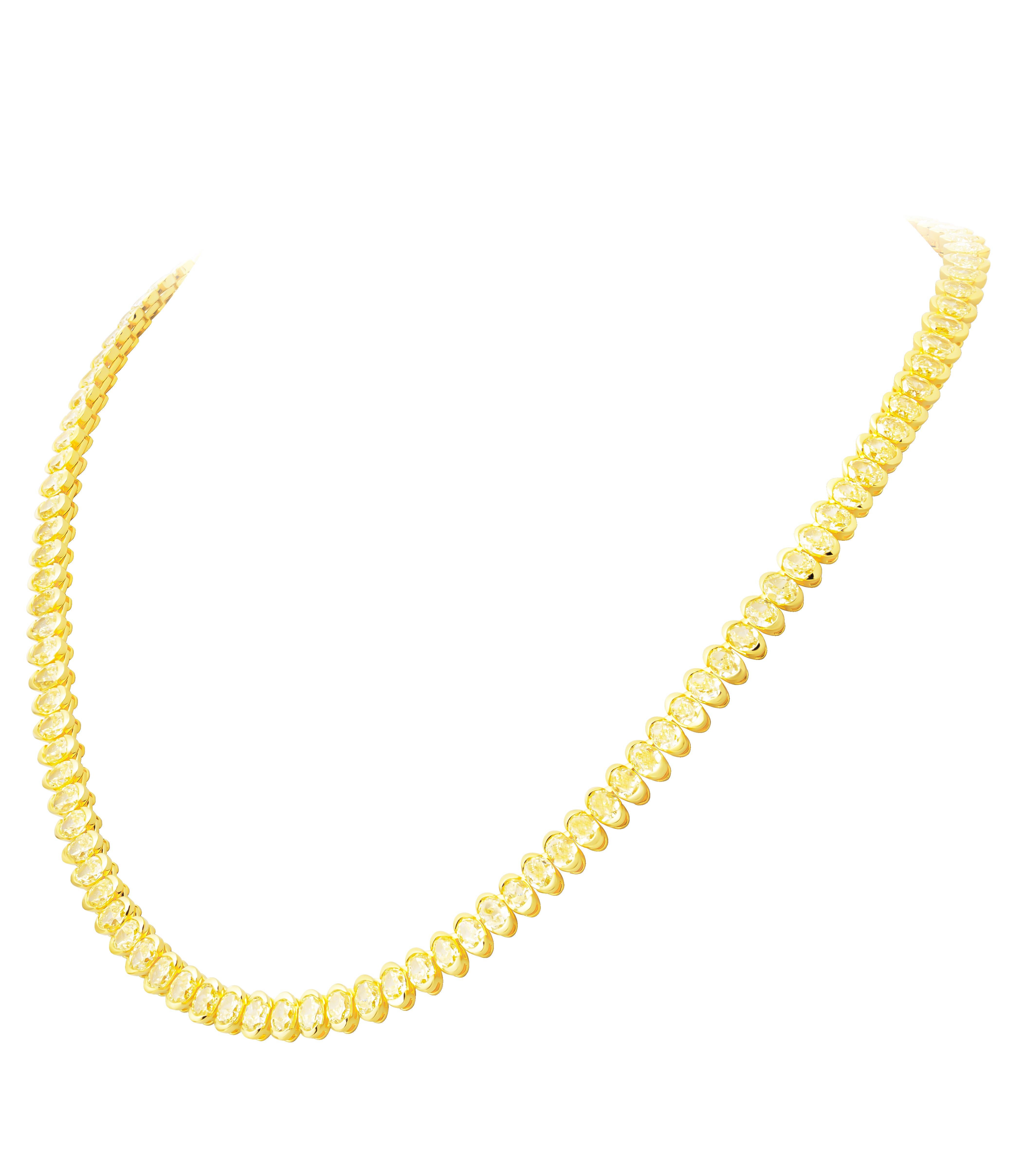 Tennis-Halskette mit ovalen gelben Fancy-Diamanten (Moderne) im Angebot