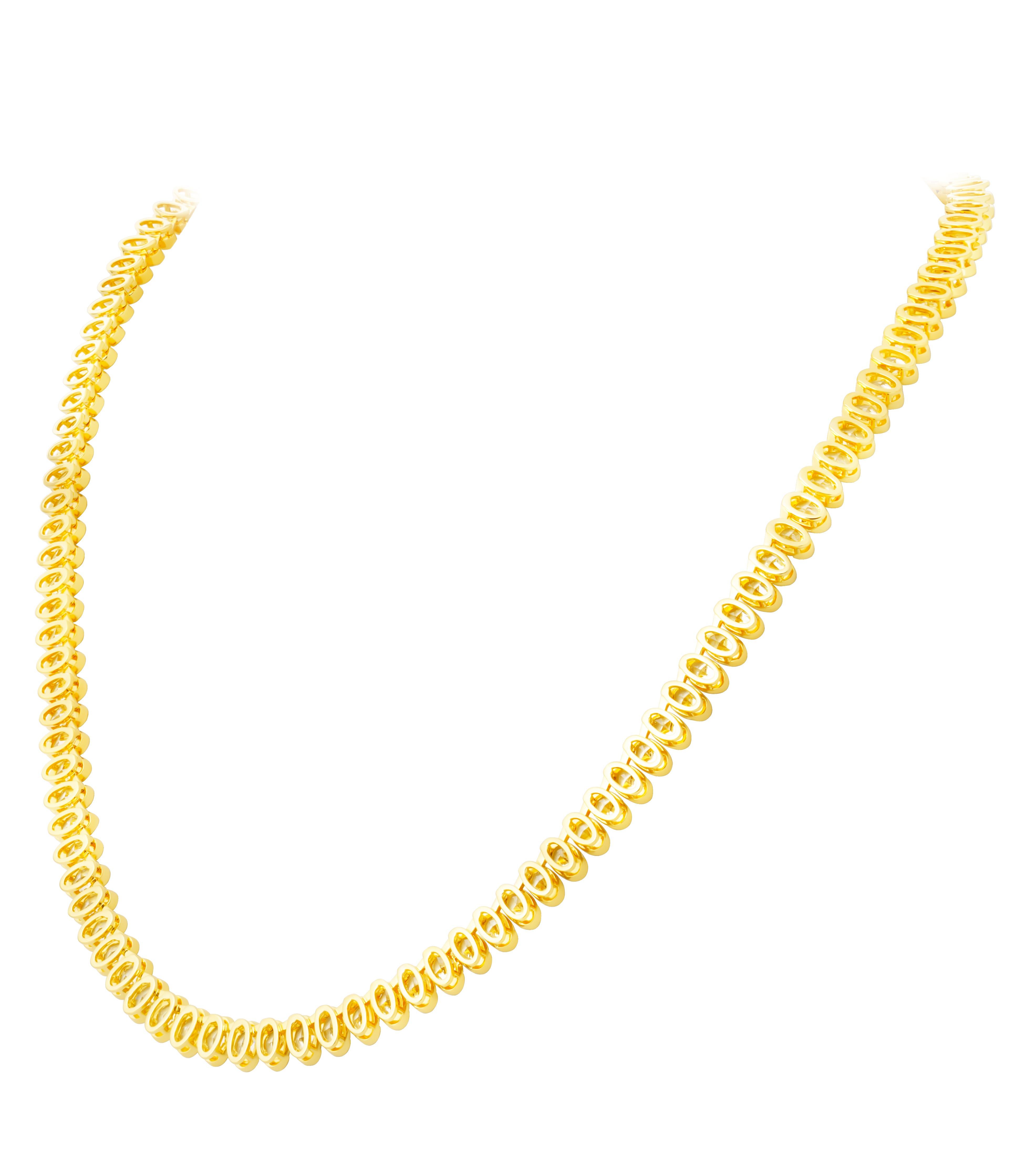 Tennis-Halskette mit ovalen gelben Fancy-Diamanten (Ovalschliff) im Angebot