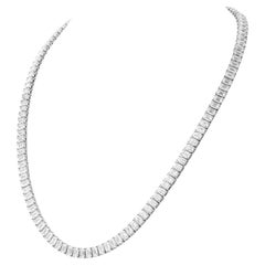 Tennis necklace with GIA Certified Emerald cut diamonds in Platinum 37.67 carat