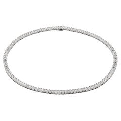  Tennis necklace with GIA Certified Emerald cut diamonds in Platinum 38.76 carat