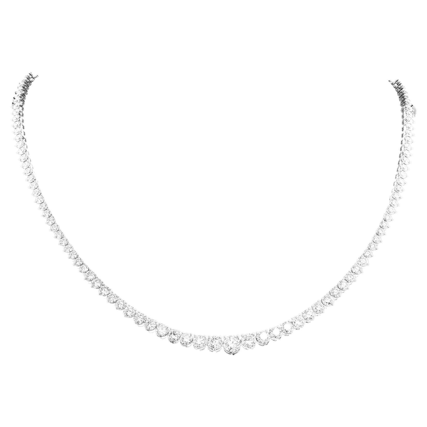 Tennis Necklace with Round Diamonds 11.31 Carat For Sale