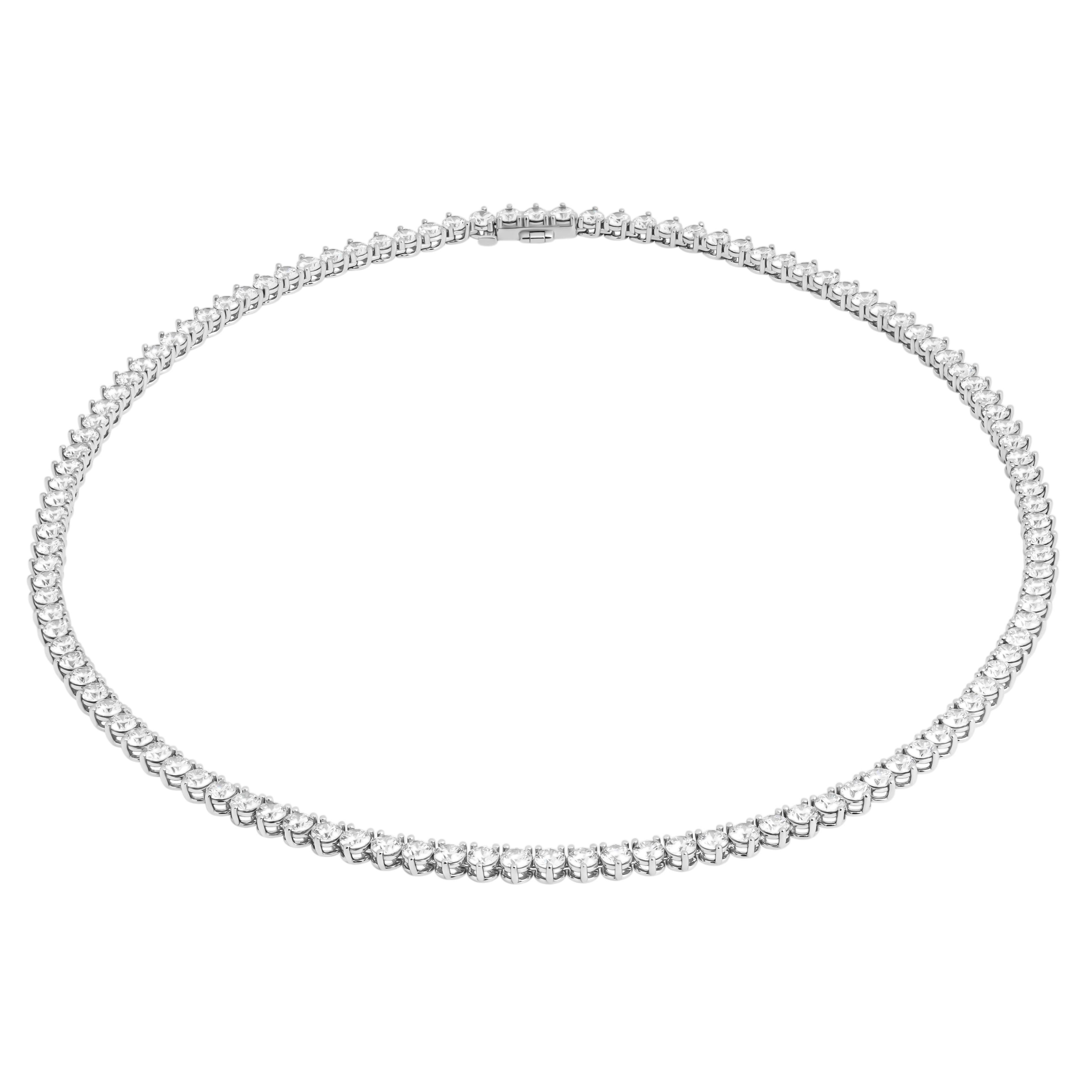 Tennis Necklace with Round Diamonds 22.31ct For Sale