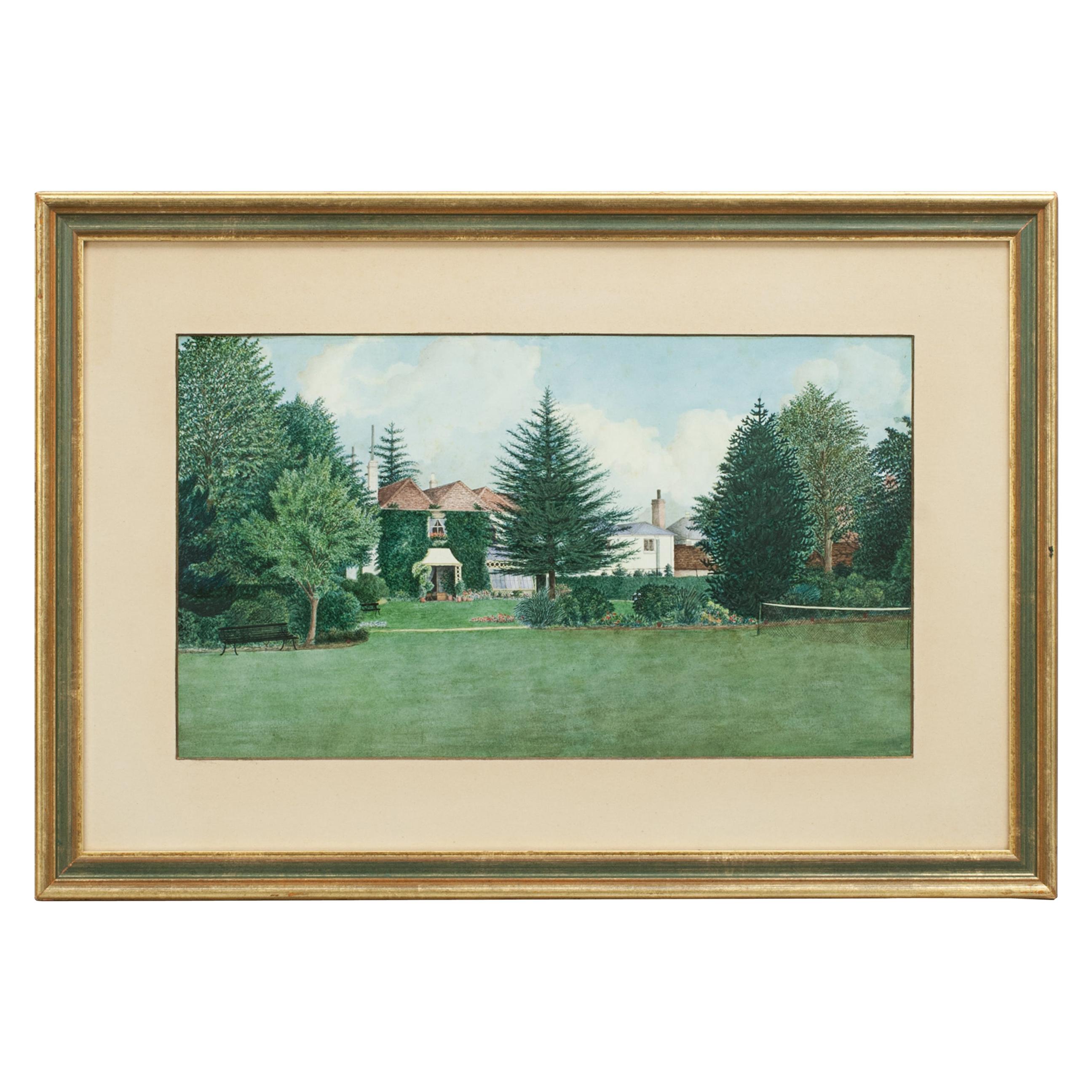 Tennis Painting, Country House with Tennis Court