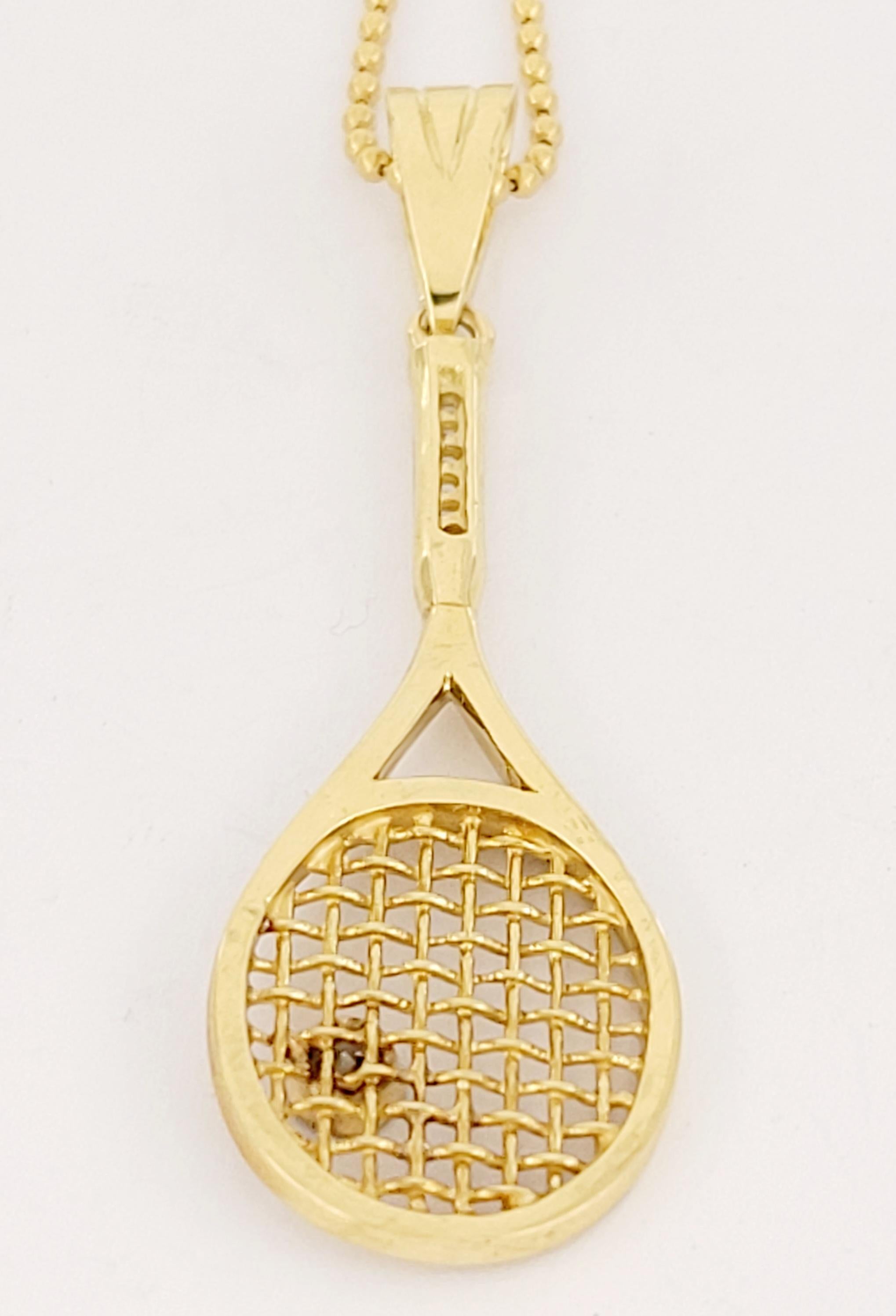 Pendentif tennis en or jaune 14 carats avec diamants Neuf - En vente à New York, NY
