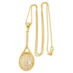 Colgante Tenis en Oro Amarillo de 14K con Diamante