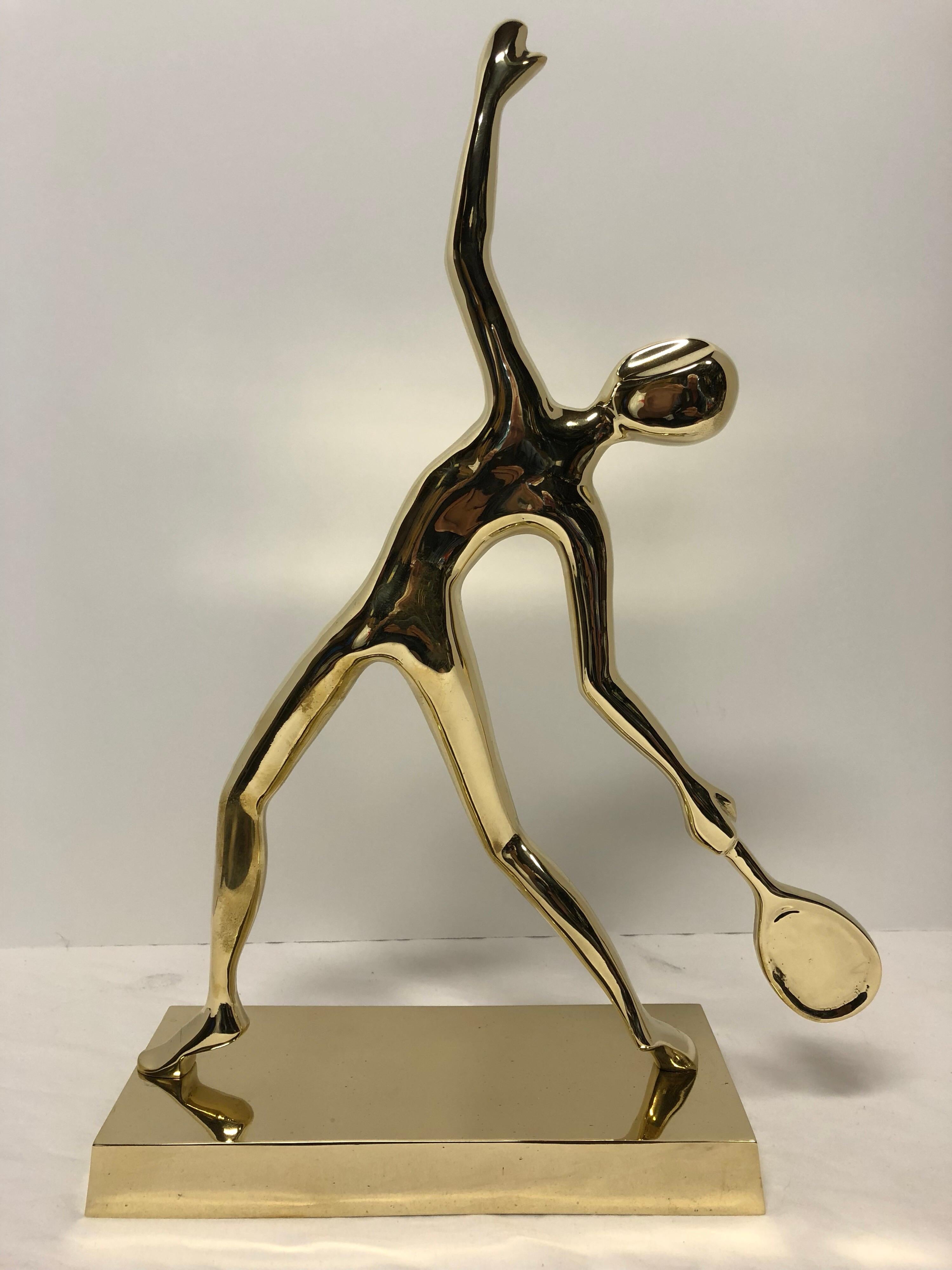  Tennis Player Statue in Polished Solid Brass 4