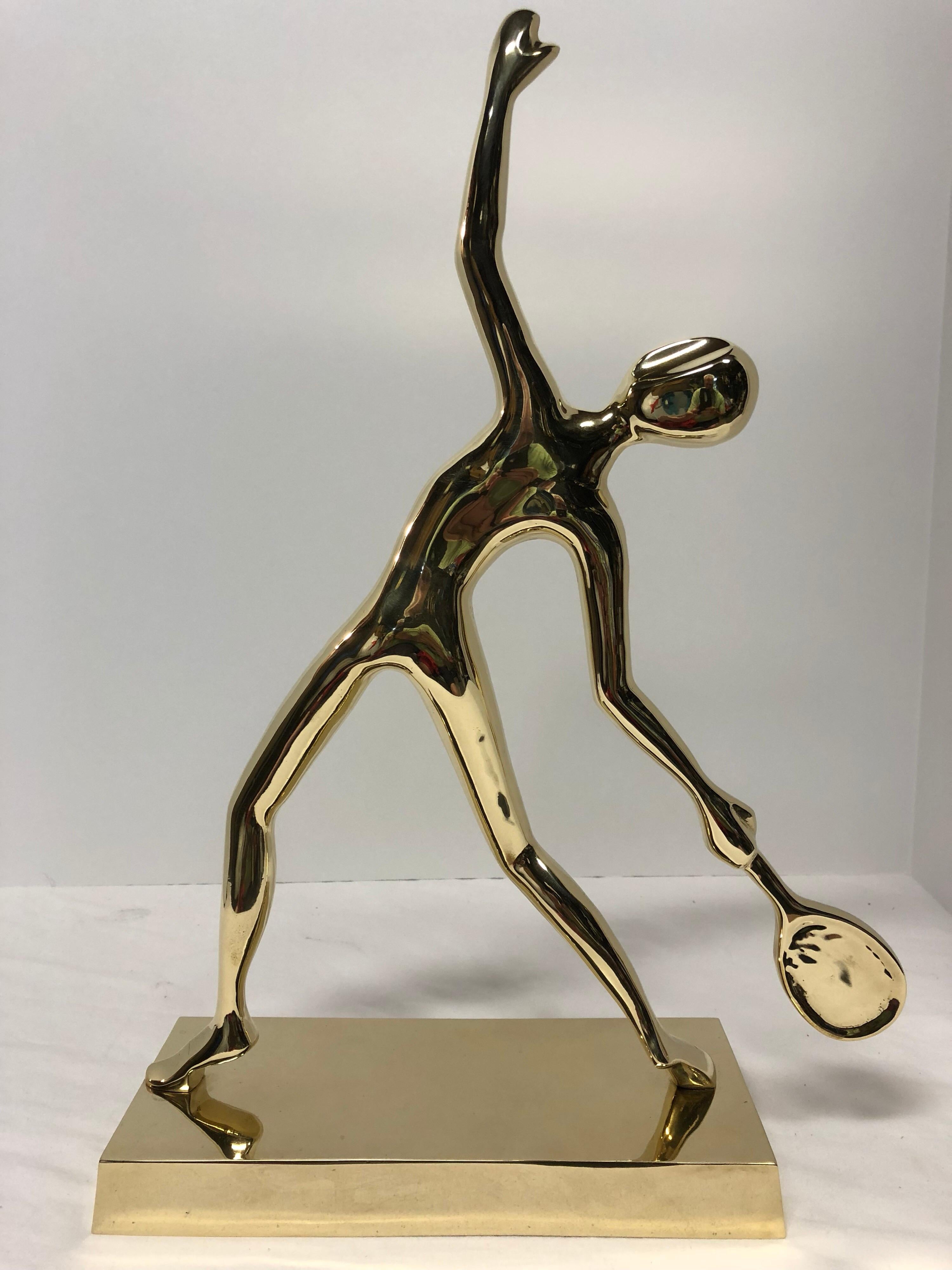  Tennis Player Statue in Polished Solid Brass 5
