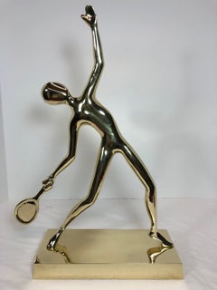 Tennis Player Statue in Polished Solid Brass