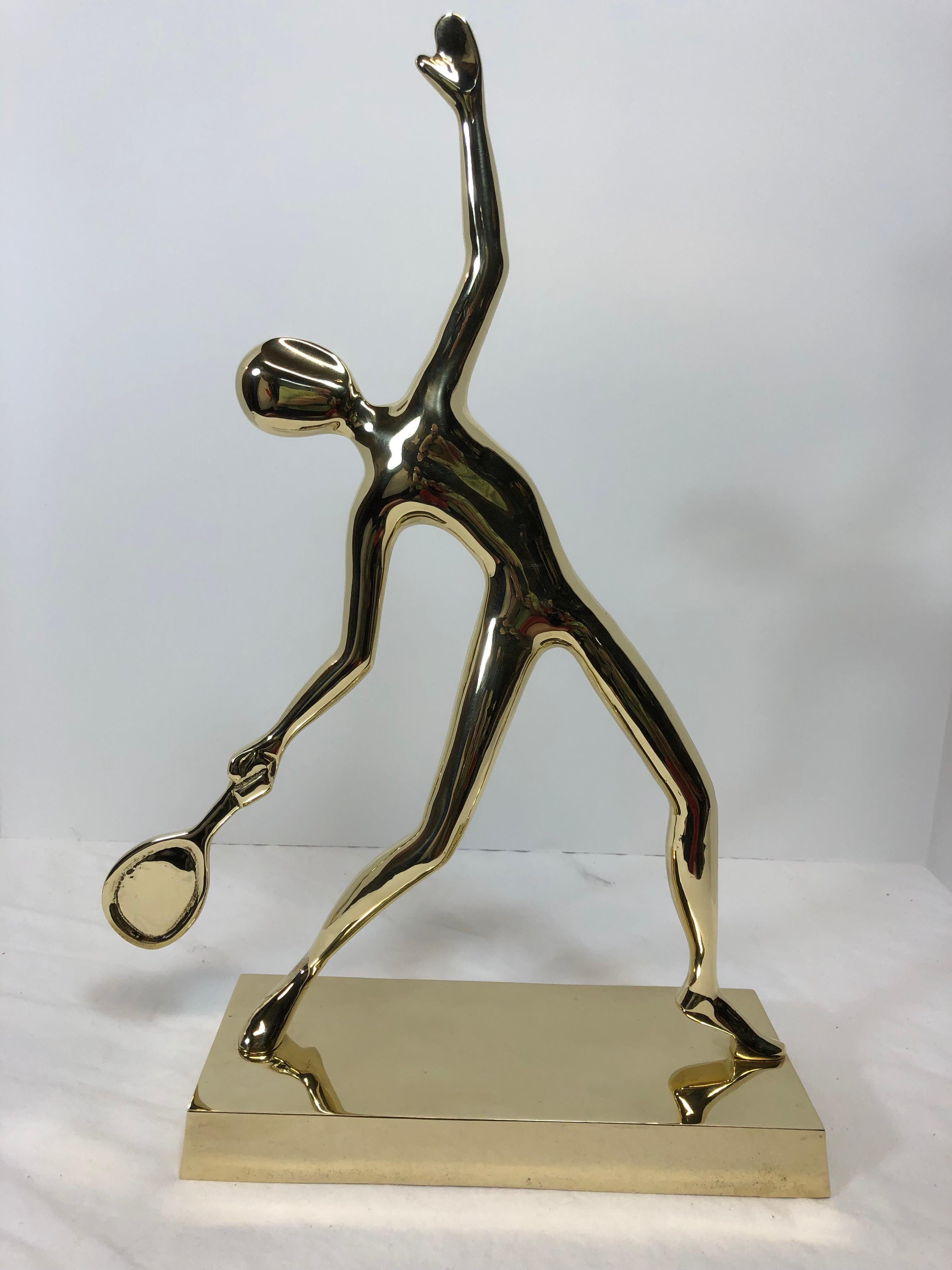 20th Century  Tennis Player Statue in Polished Solid Brass