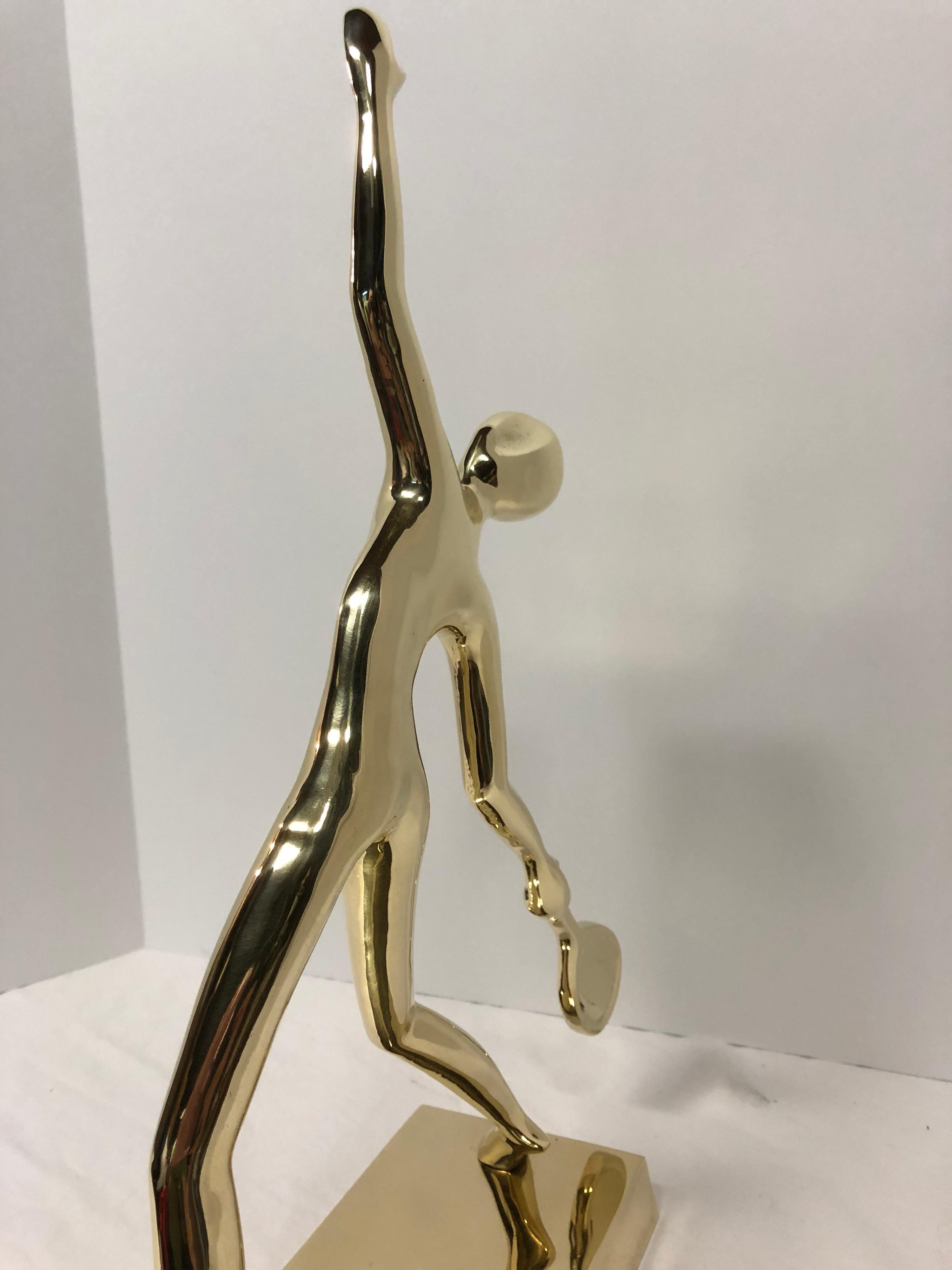 Tennis Player Statue in Polished Solid Brass 1