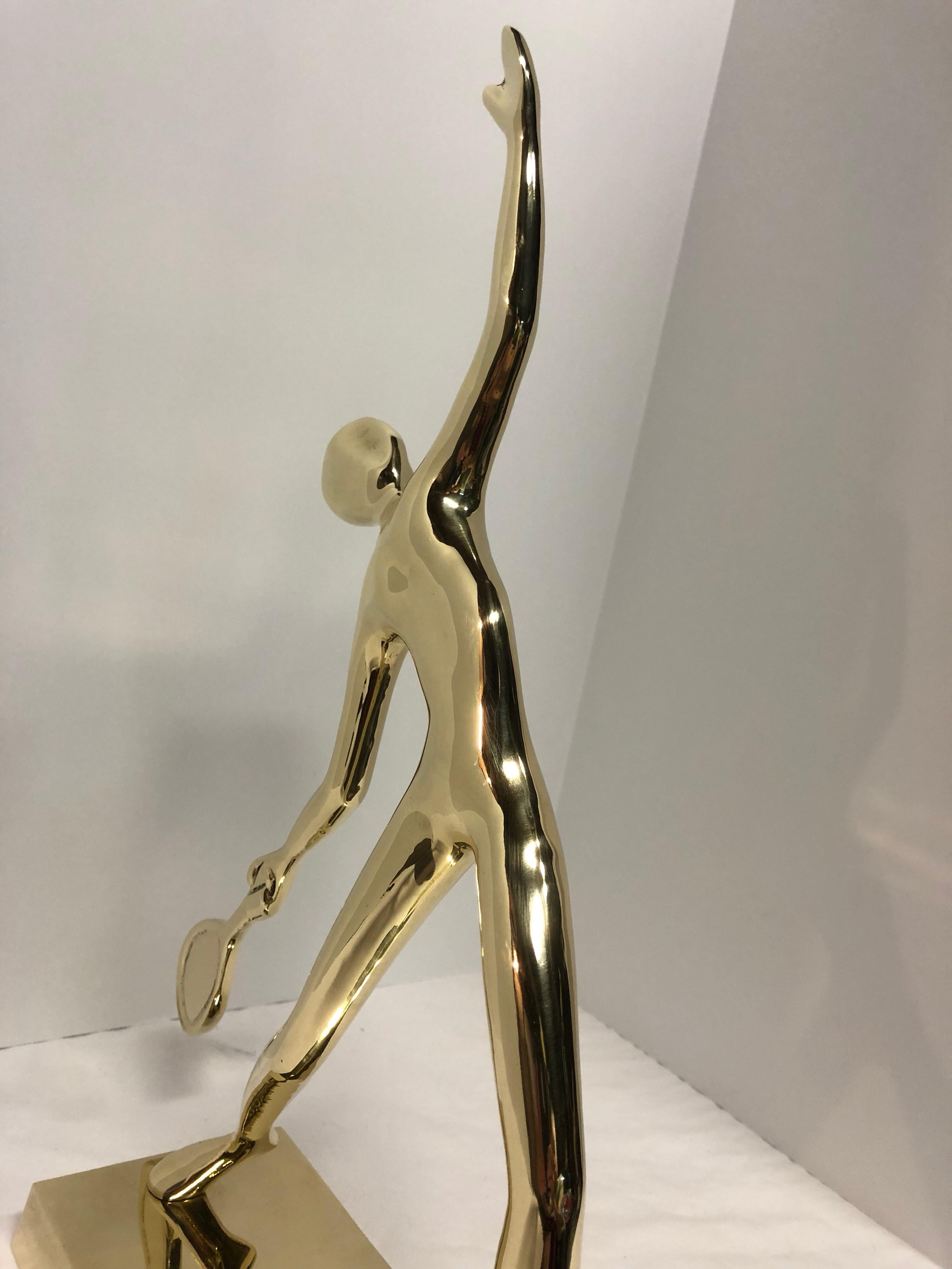  Tennis Player Statue in Polished Solid Brass 2