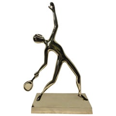  Tennis Player Statue in Polished Solid Brass