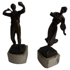Tennis Playing Couple in Bronze Sculpture Art Deco 1930