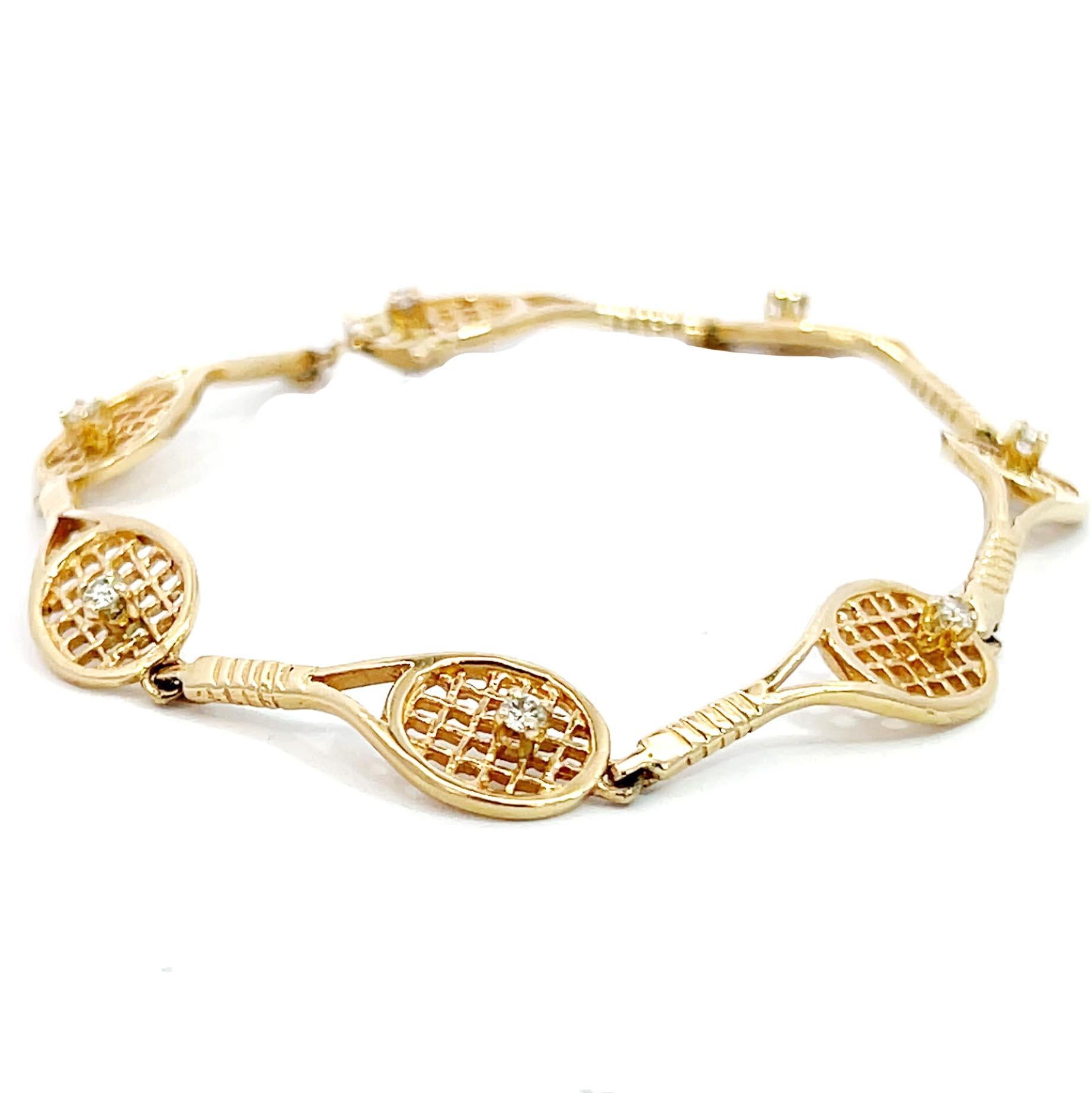 Contemporary Tennis Racket Diamond Bracelet