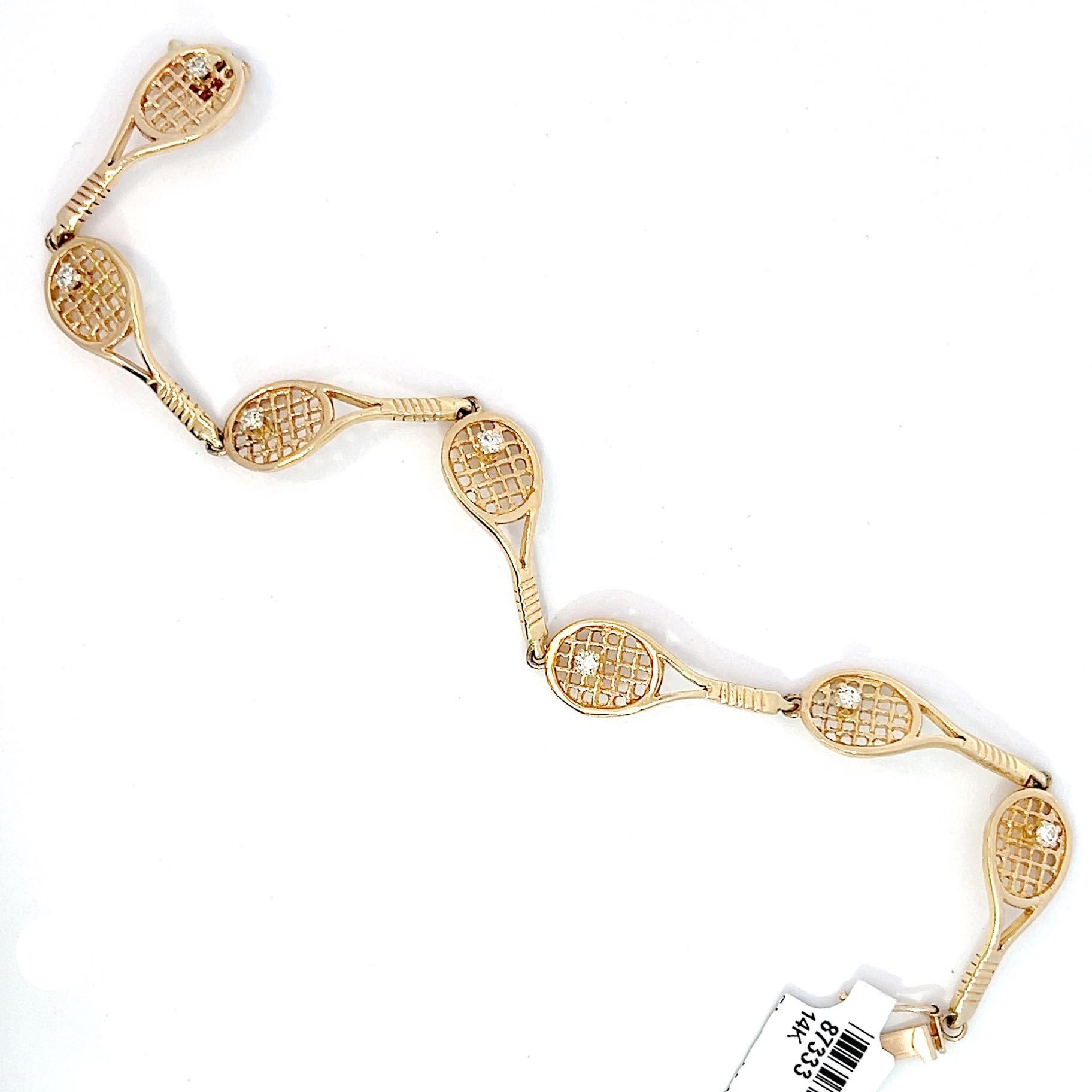 Tennis Racket Diamond Bracelet In New Condition In Beverly Hills, CA