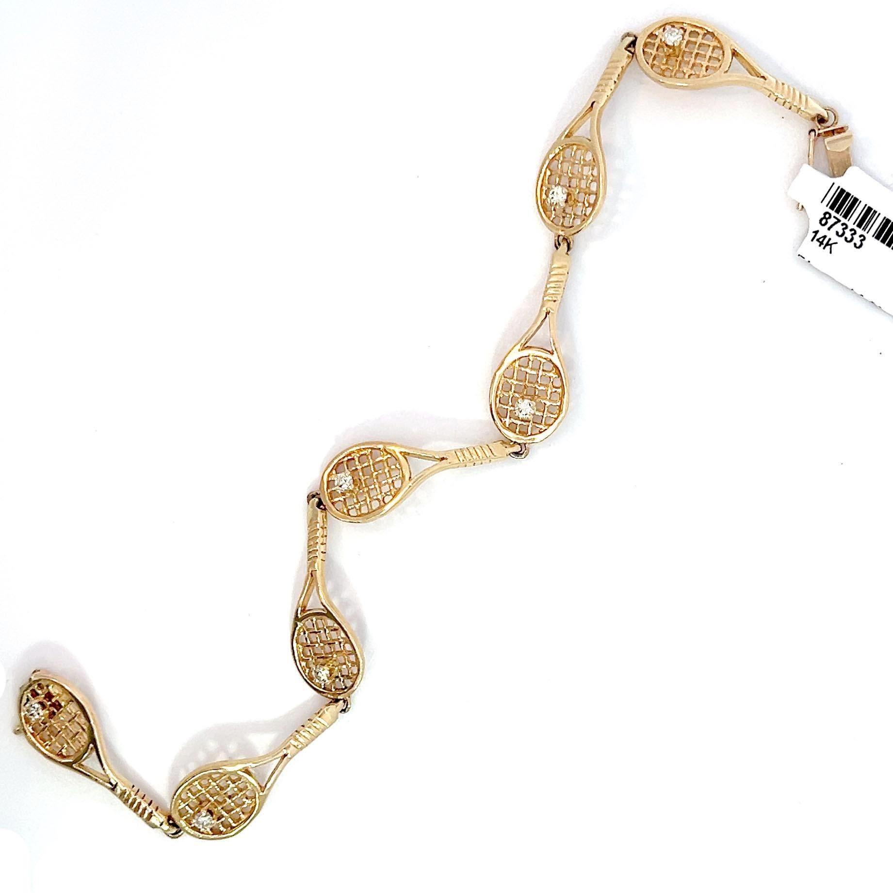 Women's or Men's Tennis Racket Diamond Bracelet