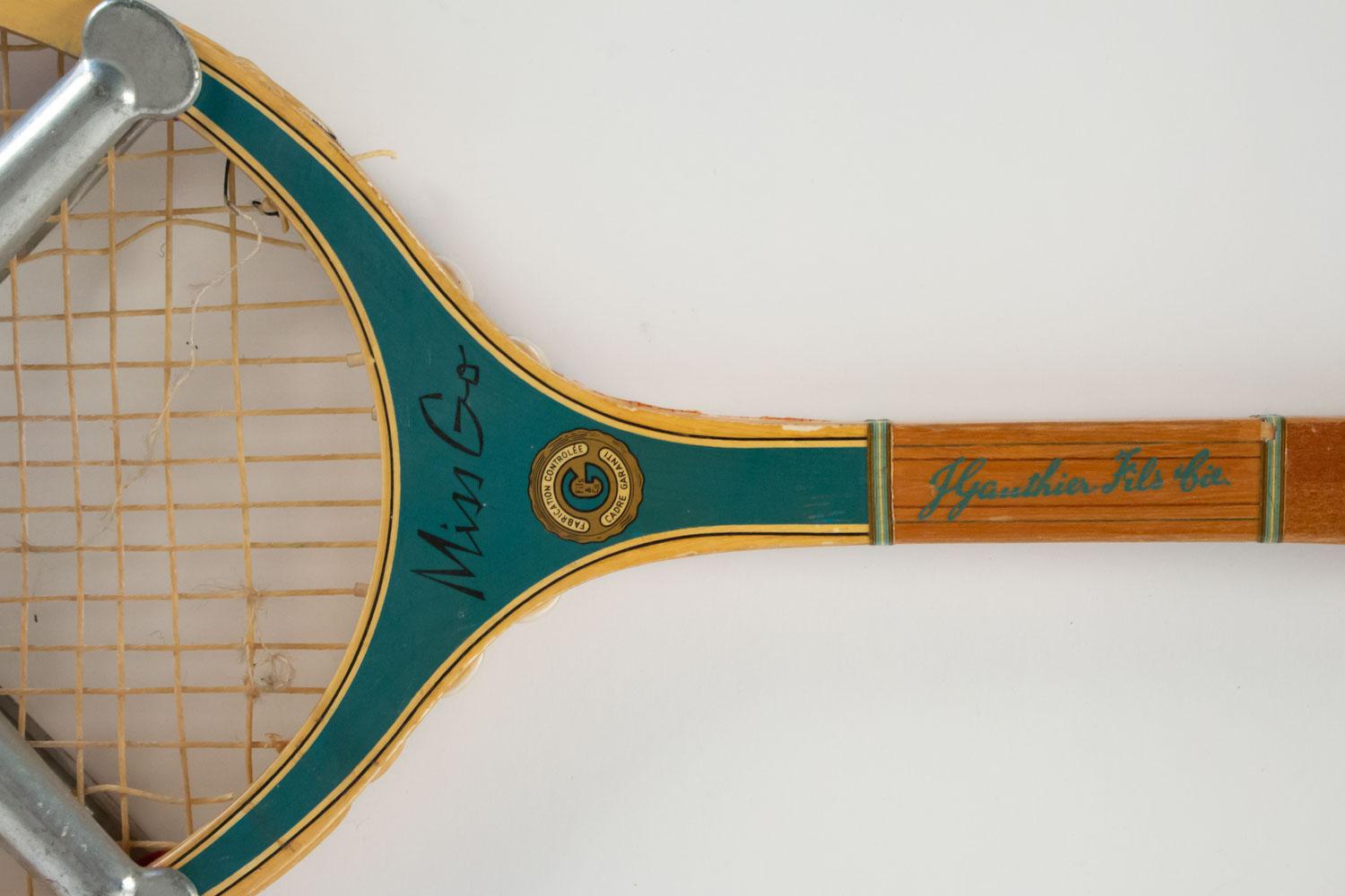 Mid-Century Modern Tennis Racket, Miss Go, Pro, Middle of the 20th Century. For Sale