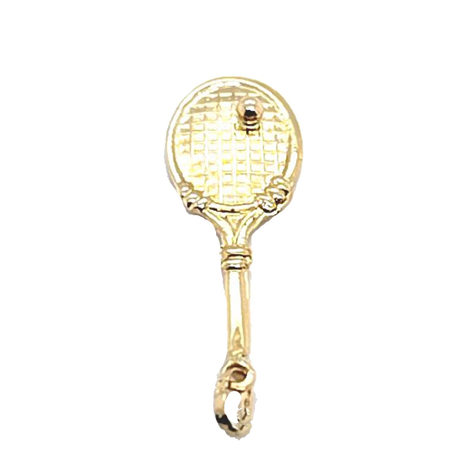 Tennis Racquet Pendant in Yellow Gold In Good Condition For Sale In Coral Gables, FL