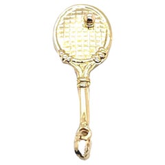 Tennis Racquet Pendant in Yellow Gold