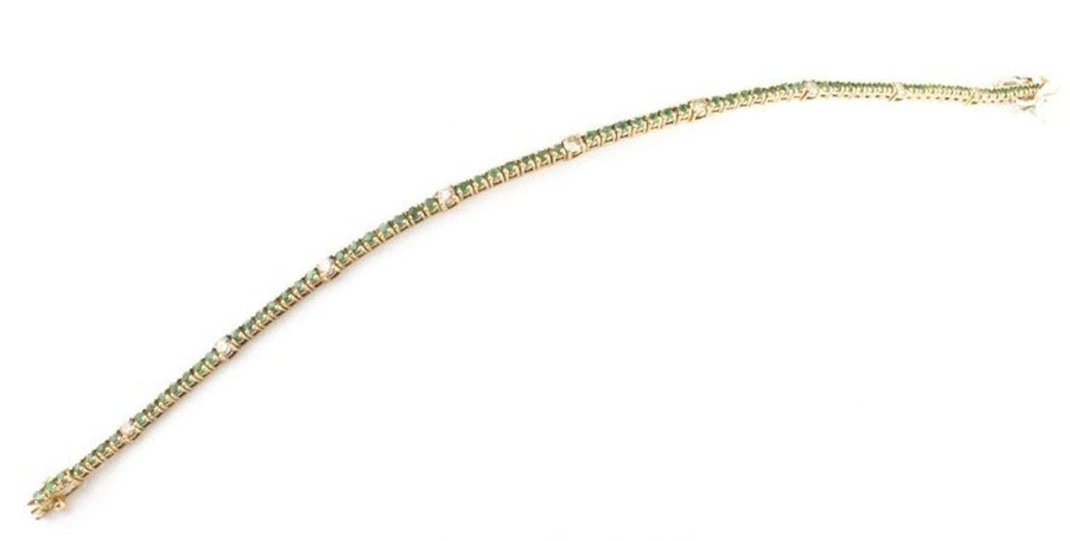 Tennis Rose Gold Bracelet with Diamonds and Emeralds In Good Condition In Marcianise, Marcianise (CE)