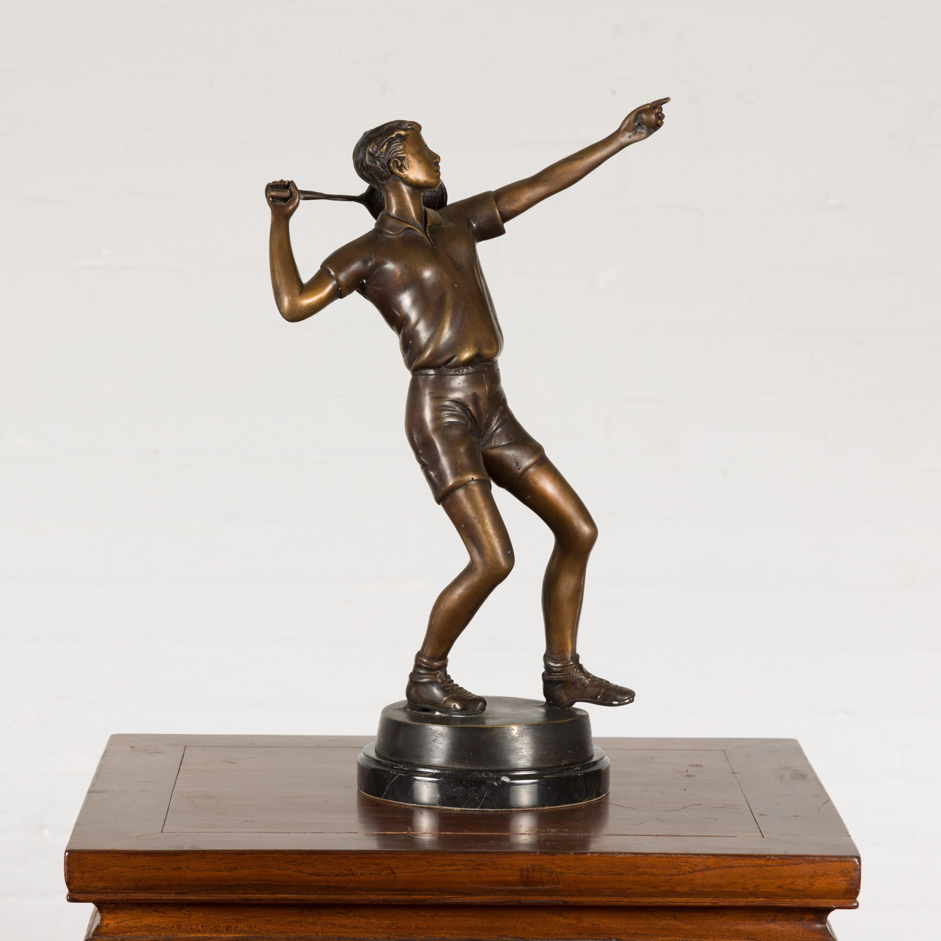 Sculpture de plateau de table de tennis bronze en vente 7