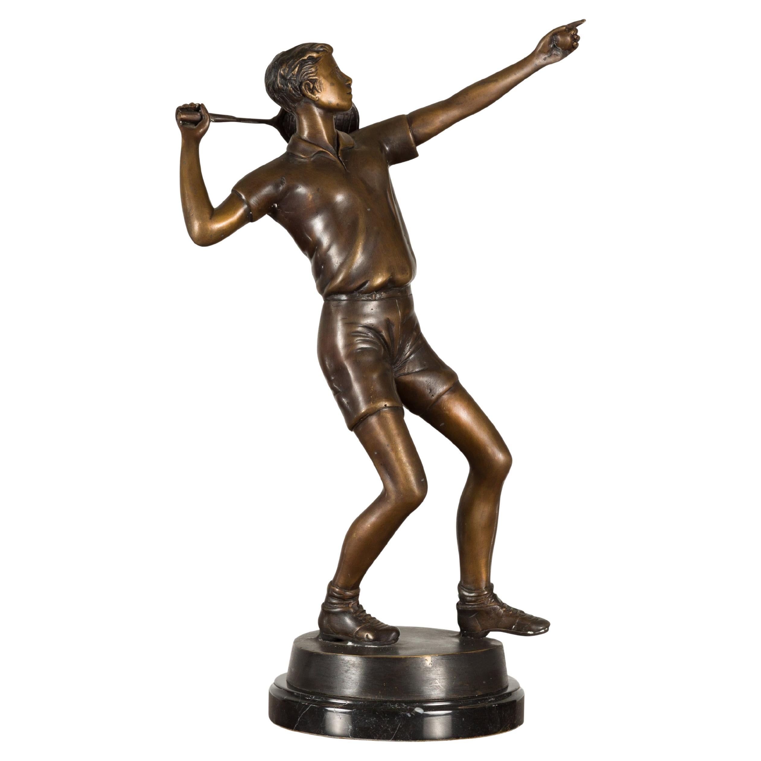 Bronze Tabletop Tennis Sculpture For Sale