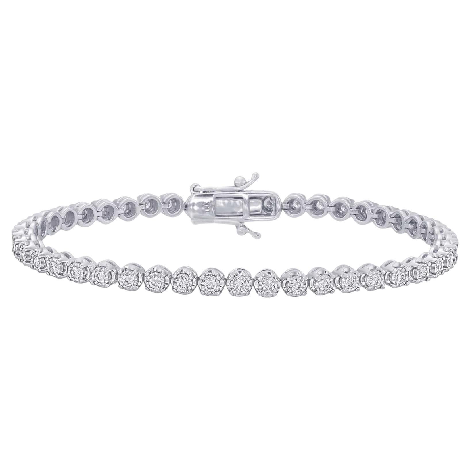 Bracelet tennis doux de 1 carat avec diamants tout autour