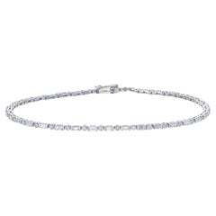 18ct white gold baguette 
round diamond tennis bracelet