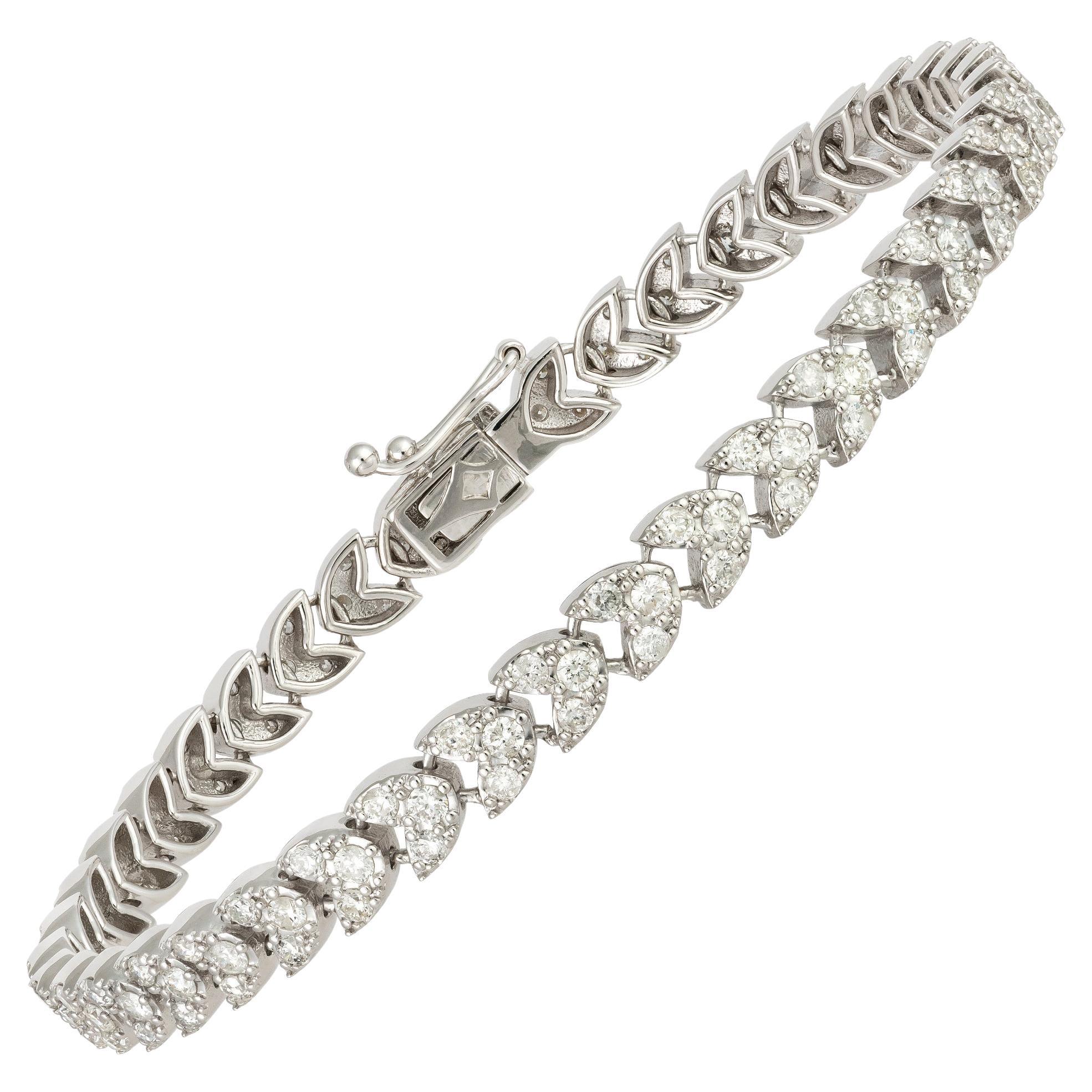 Tennis Style White Gold 18K Bracelet Diamond for Her