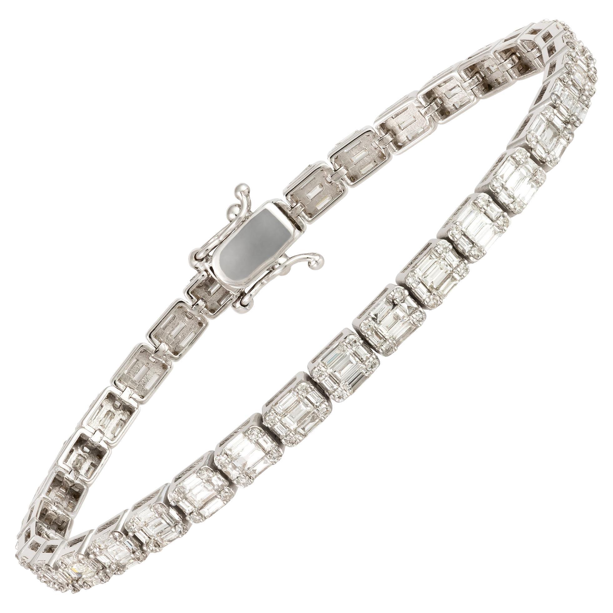 Tennis White Gold 18K Bracelet Diamond for Her For Sale