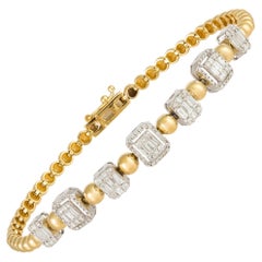 Bracelet de tennis en or jaune blanc 18K avec diamant pour elle