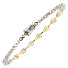 Bracelet de tennis en or blanc 18K diamant jaune pour elle