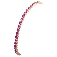 Tennis with Rose Rhodium Bracelet Set with 3.45ct of Sapphires in 18ct White Gol